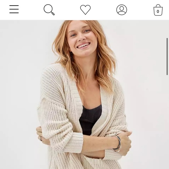 🆕AE Long-Sleeve Knit Beige Cardigan (NEW) - Picture 5 of 5